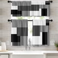thumbnail image 1 of Black Grey Kitchen Curtains Dark Grey Window Curtains Valance and Tier Set of 3, White Modern Rod Pocket Short Tier Curtain for Bathroom, Abstract Small Modern Small Kitchen Decor 52" x 24", 1 of 5
