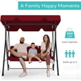 thumbnail image 6 of Outdoor Patio Swing Chair with Adjustable Canopy, Heavy Duty Stand Included, 3-Adult Capacity Patio Glider Swing, Perfect for Deck, Lawn, Backyard, or Porch, Red, 6 of 14