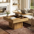 thumbnail image 4 of GUNAITO Lift Top Coffee Table with LED Lights, Modern Farmhouse Center Table with Storage, 31.5''Hx31.5''Wx19''D, Light Brown, 4 of 11