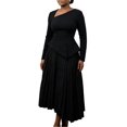thumbnail image 1 of Women's Fall Wrap Maxi Dress High Waist Pleated Party Cocktail Ruffle Long Dress, 1 of 3