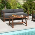 thumbnail image 3 of YYAo Patio&nbsp;Coffee&nbsp;Tables,Patio Tables,Solid Wood Patio Table with Slatted Tabletop for Garden Lawn Porch Balcony Poolside Living Room-Brown, 3 of 11