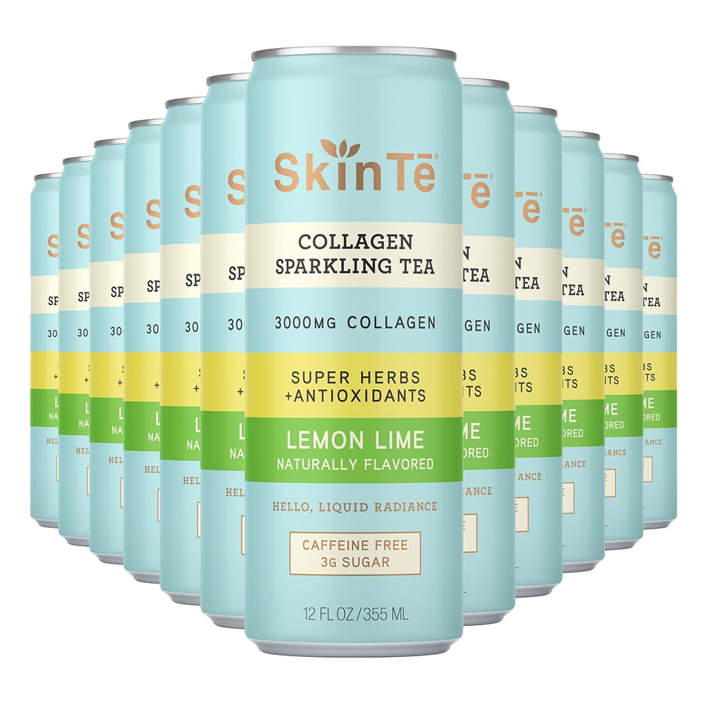 Collagen Sparkling Tea by SkinTē - 3000mg of Collagen, Super Herbs, and ...