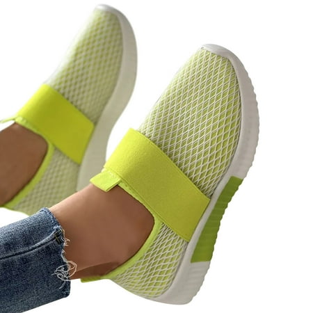 

sandals for Women Women Shoes Fashion Casual Sneakers Sandals Stiletto Mesh Round Toe Casual Ladies Elastic Fashion Sneakers Single Shoes PU Dress Sandals for Women Yellow