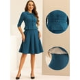 thumbnail image 2 of DARING DIVA Women's 2 Pcs Long Sleeve Jacket Pleated Skirt Suit Sets M Lake Blue, 2 of 6