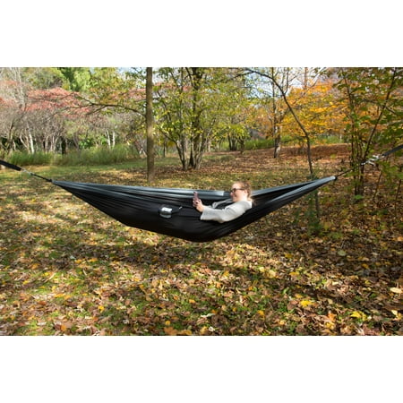 Vivere Nylon Double Parachute Camping Hammock - Black and Gray