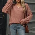 thumbnail image 5 of Diufon Womens Pullover Tops V Neck Long Sleeve Blouses Tops Fall Casual Solid Color Tops, 5 of 7