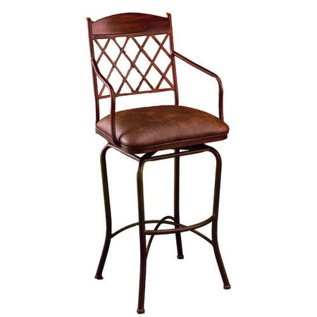 Pastel Furniture Napa Ridge Rust 30'' Swivel Bar Stool w/ Arms in Coffee Fabric
