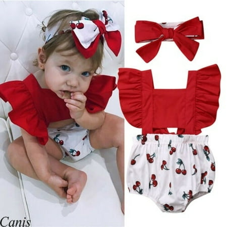 

Newborn Kids Baby Girl Ruffle Romper Big Bow Bodysuit Sunsuit Set 0-24M