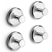HOME SO Suction Cup Hooks for Shower, Bathroom, Glass, Tiles, Chrome 4-Pack