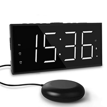 ROCAM Super Loud Alarm Clock for Heavy Sleeper,Strong Bed Shaker Alarm Clock for Bedrooms,Battery Backup,Large LED Display,Snooze,Deaf Deep Hard of Hearing (Black Clock with Bed Shaker)