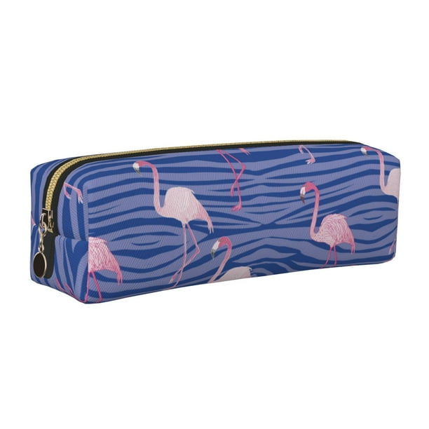 Fotbe Flamingo Estuche para Lápices de Cuero con Estampado, Estuche con Cremallera Resistente, Organizador Compacto y Elegante para Papelería