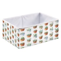 Foldable Fabric Storage Bin Home Cubes Clothing Organizer Bins Large Collapsible Box Basket for Home Organizer Cactus in Pots Pattern