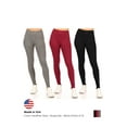 thumbnail image 5 of Moa Collection Women's Casual Stretch Pull on High Waist Solid Basic Leggings Pants S-3XL Pack of 3 Black-Burgundy-Heather Charcoal 1XL, 5 of 5