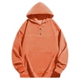 thumbnail image 4 of Sevevn Women's Solid Color Plus Size Hooded Sweatshirt Pullover Long Sleeved Sweatshirt Orange XXXL Summer Savings, 4 of 6