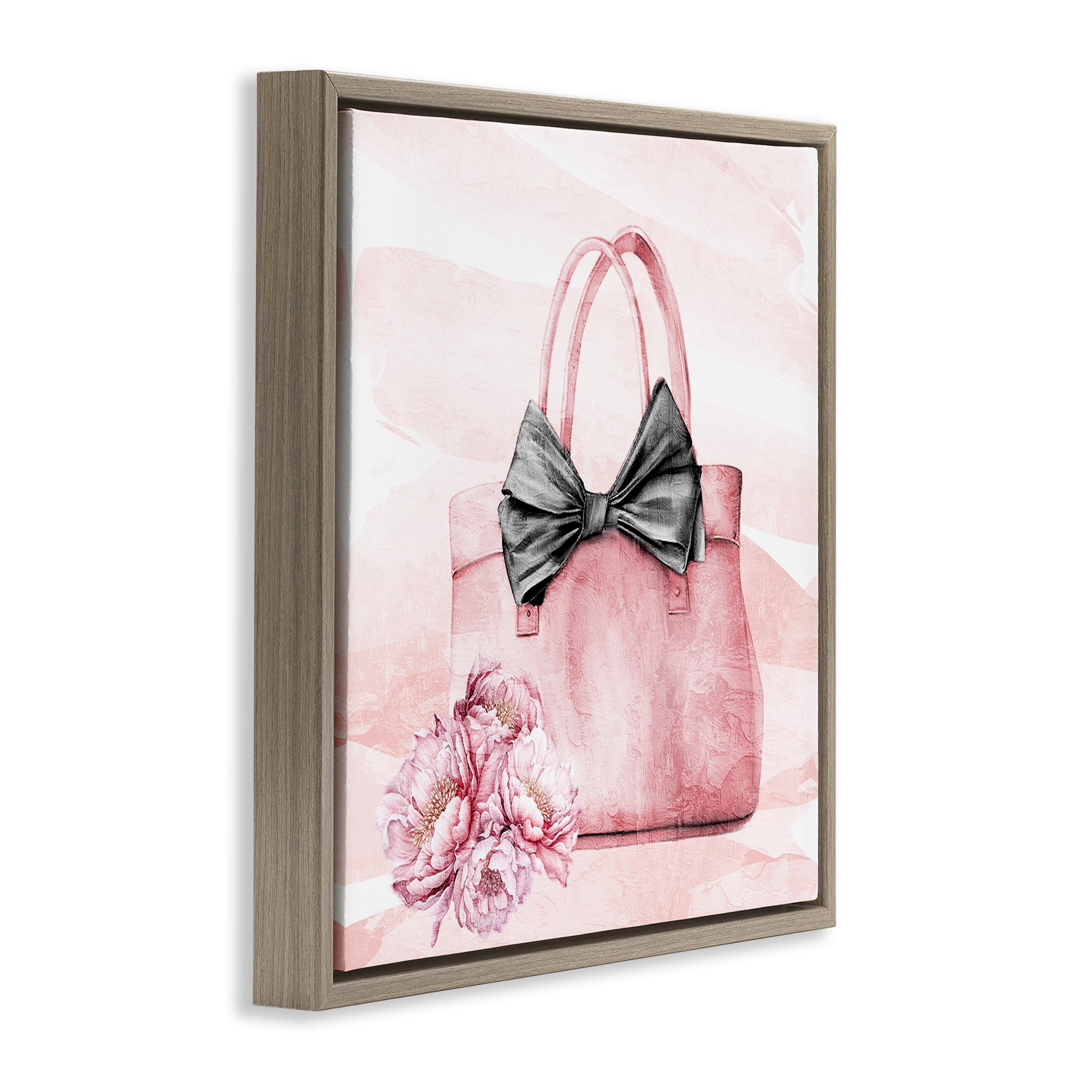 Stupell Industries Blush Glam Time Bag Brown Framed Floater Canvas Wall Art, design by Kim Allen