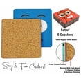 thumbnail image 4 of Inkdotpot Set of 6 Drink Coasters DecorativeNon,SlipCork Base4-inch Square PrintedCoastersEasy Clean- Funny, 4 of 8