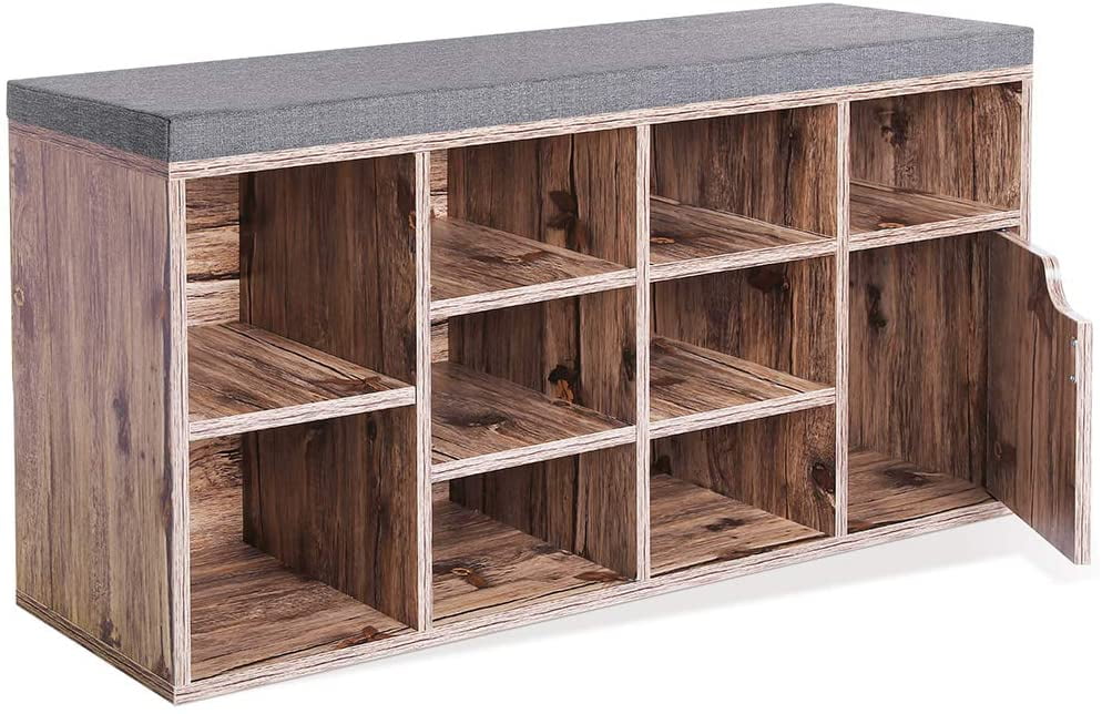 LGHM Shoe Bench, 3Tier Entryway Shoe Rack Storage Organizer with 10