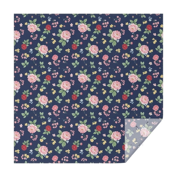 Pioneer Flower Floral Print Pattern Square Tablecloth, Waterproof Wipeable Spillproof Washable Table Cover for Home Kitchen Party Decor, 42"x42"