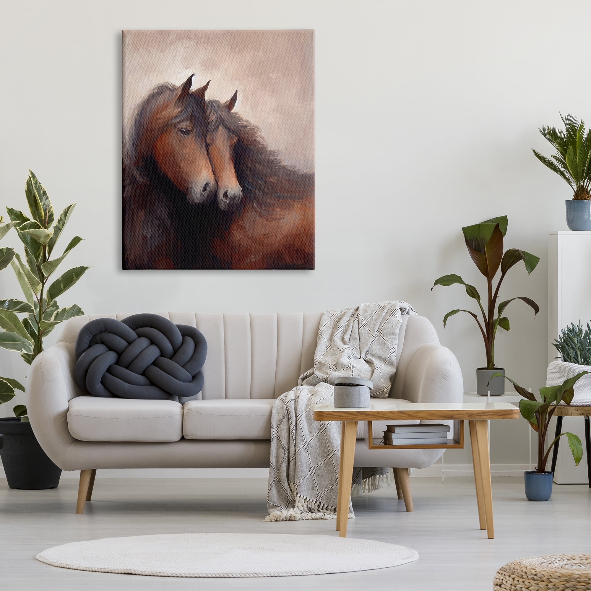 Stupell Industries Brown Cuddling Stallions Animals & Insects Painting Gallery Wrapped Canvas Art Print Wall Art, 36 x 48