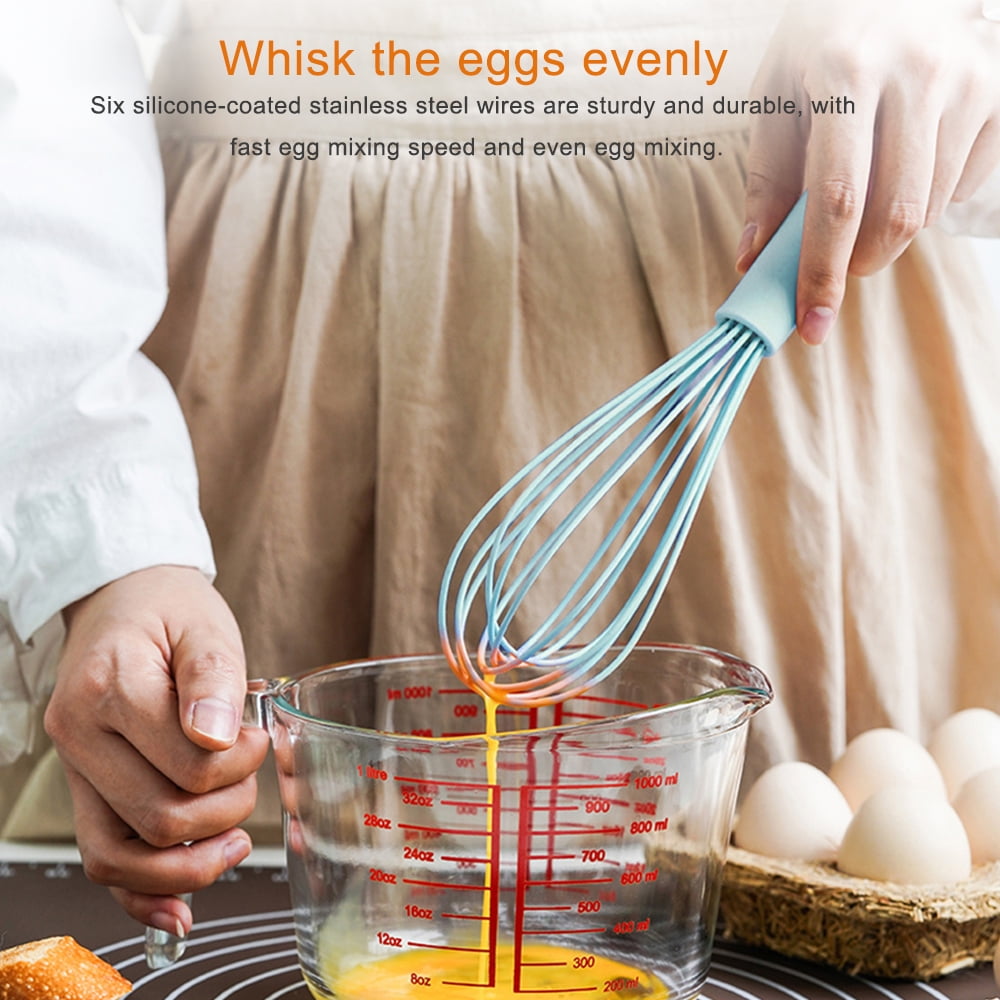 Silicone Whisk set, Walfos 11'' Flat Whisk and 10'' Balloon Whisk for  Blending Beating Stirring and Kitchen Cooking