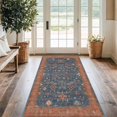 thumbnail image 3 of Washable Kitchen Rugs, 3x6 Area Rug for Large Entryway Indoor, Kitchen Mat, Small Rug for Living Room - Stain Resistant Non Skid Non Slip Rubber Backing, Boho Aethestic Décor (3x6 Navy Blue), 3 of 7