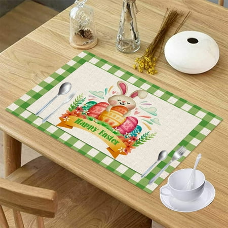 

Pinata Easter Placemats Easter Placemats 12.6x16.5 Inch for Dining Table Bunny Rabbit Easter Place Mats Easter Table Decor Farmhouse Rustic Table Mats