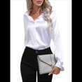 thumbnail image 2 of Blusas de Satén para Mujer, Informales, de Larga, con Botones, Elegantes, para Trabajo y Negocios S, 2 of 10