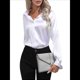 thumbnail image 2 of Blusas de Satén para Mujer, Informales, de Larga, con Botones, Elegantes, para Trabajo y Negocios XL, 2 of 10