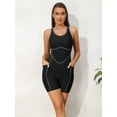 thumbnail image 3 of Charmo Womens Color Blocked One Piecec Swimsuits Boyleg Unitard Swimwear with Pockets, 3 of 9