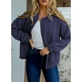 thumbnail image 3 of Casual Jacket for Women Lightweight Womens Spring Outfits Cute Floral Bomber Jackets Short Summer Outerwear for Womens Trendy   Stand Collar Long Sleeve Zip Up Top Work Clothes, 3 of 7