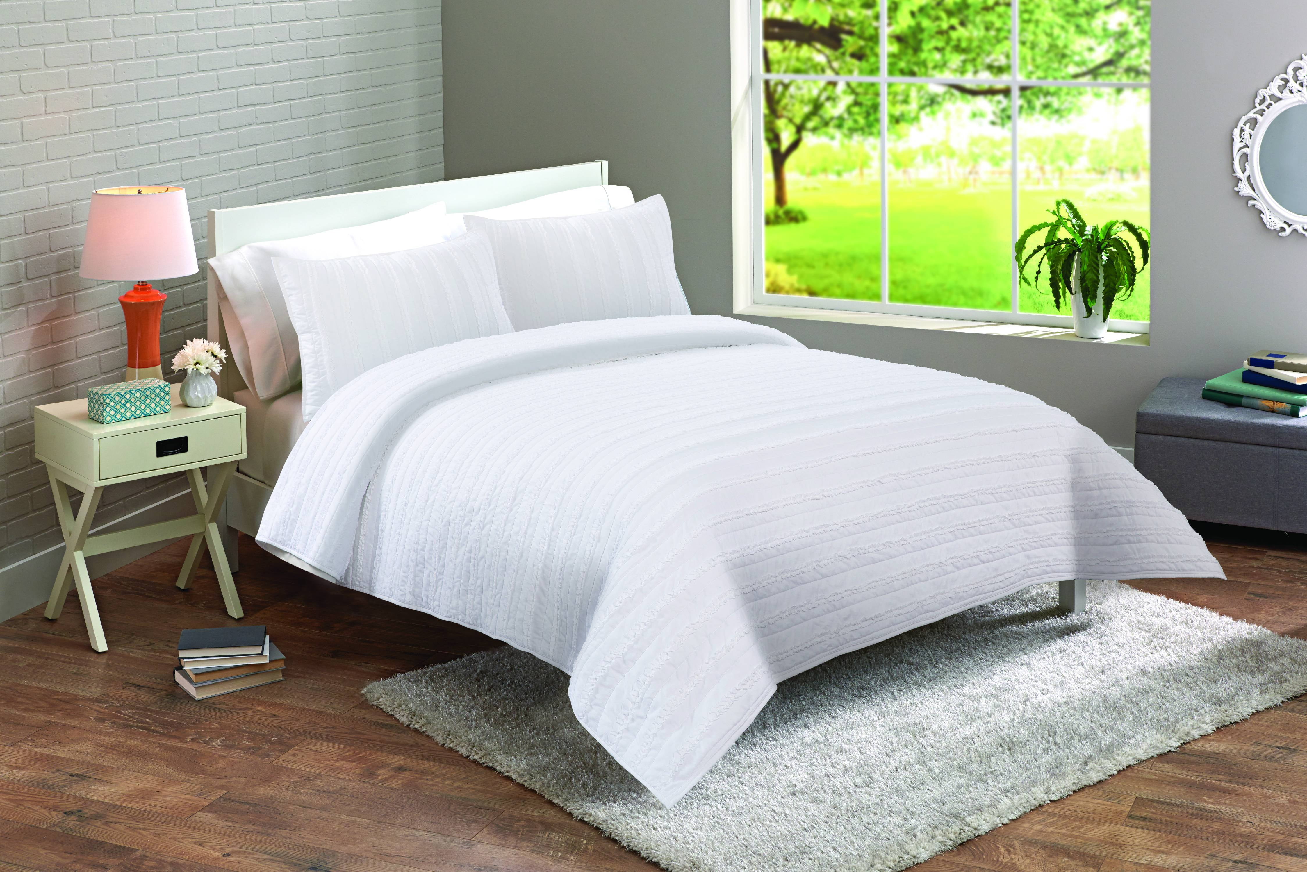 Better Homes & Gardens Solid Ruffle Stripe Bedding