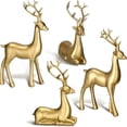 thumbnail image 6 of KY Resin Deer Figurine Fine Craftsmanship Deer Ornament Christmas Resin Sitting Standing Deer Statue Golden Reindeer Figurines Set of 2 for Decorations, 6 of 7