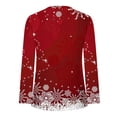 thumbnail image 4 of Long Sleeve Tee Shirt Ladies Festival New Years Outfit Henley Neck Trendy Snowflake Print Christmas Holiday Tops (Small, Red 09), 4 of 4