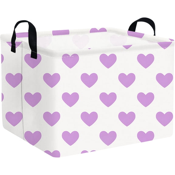 Rectangular Purple heart,Heart Storage Bins Organizer with Handles for Girls Room Decor,easter heart Print Basket,Heart Basket Empty,Heart Basket,Shelf Basket(Purple heart)