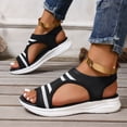 thumbnail image 4 of Dakaela Womens Walking Sandals Orthopedic Spring Summer Beach Vacation Casual Shoes Open Toe Slip on Plantar Fasciitis Platform Slides Size 6-10 Black, 4 of 7