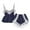 Navy Blue, variant on Women Lace Trim Satin Sleepwear Pajamas Set V Neck Cami Top + Lingerie Shorts Sexy Nightwear S-XL