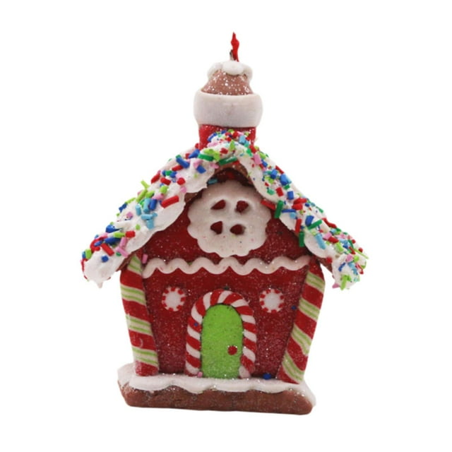 Figura colgante de casa de pueblo navideña, adorno navideño para oficina y hotel. Estilo B