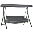 thumbnail image 2 of Outsunny 3 Person Patio Swing Chair Bench Outdoor Convertible Hammock Bed with Adjustable Canopy, Cushion, Pillows for Porch, Backyard, Garden, gray, 2 of 9