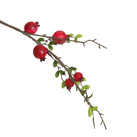 Artificial Pomegranate Tree Branches, Faux Pomegranates Decor, Fake Vase Decor, Faux Fruit Tall Pomegranate Stem, Realistic Props, Floral Arrangements, Wedding, Home, and Party Decoration,Red