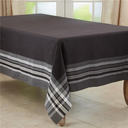 

70 x 104 in. Stripe Border Oblong Tablecloth Black
