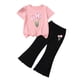 thumbnail image 2 of Conjuntos de blusas y camisas de cuello redondo y manga corta para niños, top con capucha de manga larga de color con cintura elástica, pantalones largos, traje casual y cómodo, conjunto de poliéster, 2 of 6