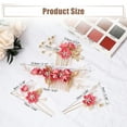 thumbnail image 7 of Unique Bargains 4 Pcs Rhinestone Hair Comb for Bride Flower Side Comb Headpiece Rose Red, 7 of 7
