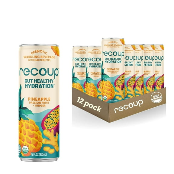Recoup Pineapple Passionfruit   Ginger Recovery Drink, 12oz Cans, 12-Pack