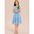 thumbnail image 2 of Drtj 2-14T Kids Junior Bridesmaid Wedding Dress A-line Scoop Knee-Length Chiffon Flower Girl Dresses, 2 of 6