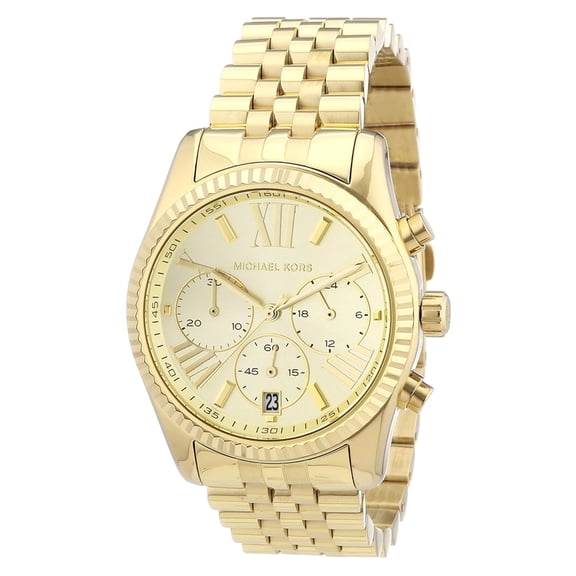 Lexington, Yellow Gold Tone Bracelet, Round Champagne Dial, Women's Chronograph Watch MK5556