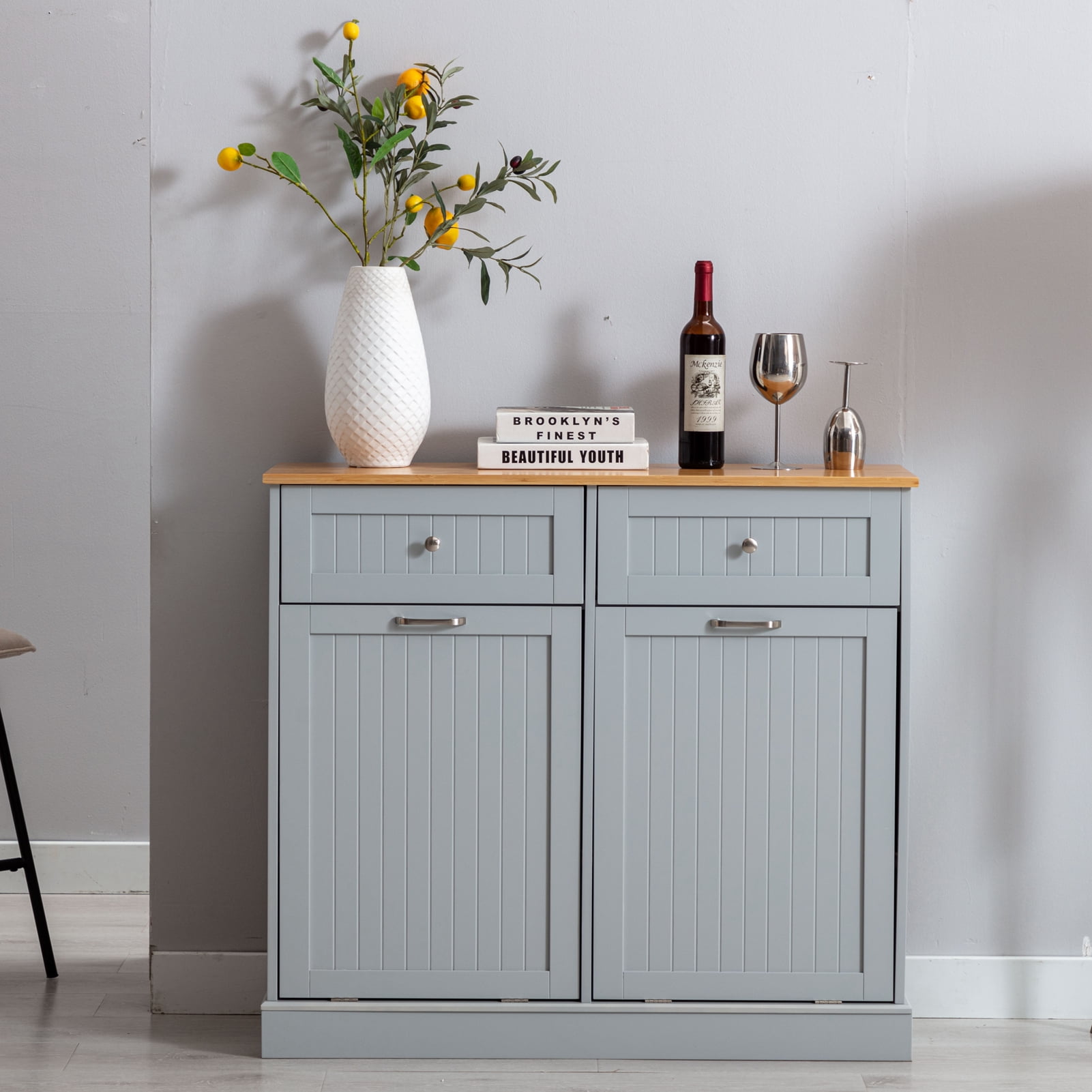 Yaoping Kitchen Double Trash Tilt Out Free Standing Storage Can