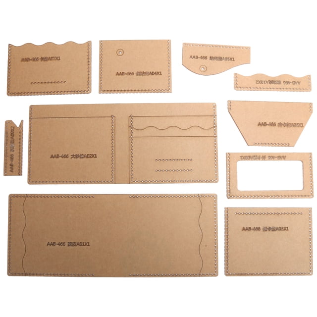 Plantilla de diseño de patrón de cuero para billetera corta, kit de plantillas acrílicas para manualidades (AAB‑466)