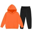 thumbnail image 3 of Auroural Toddler Girl Clothes 4T Set Children's Solid Color Long-sleeved Casual Sports Hoodie Long-sleeved Hooded Top + Two-piece Set With Elastic Waist Orange 4 Years, 3 of 5