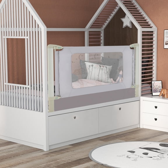 Vertical Toddler Bed Rail, 59-Inch, Double Lock, 4 Adjustable Heights, Breathable Mesh, Vertical Lift Design