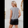 thumbnail image 4 of Tops de Corta con Lentejuelas y Cuello en V para Mujer, Camiseta Sin Mangas Elástica Brillante Plateada S, 4 of 9